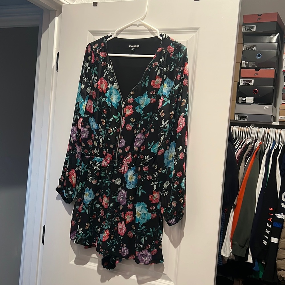 Medium black and floral romper.